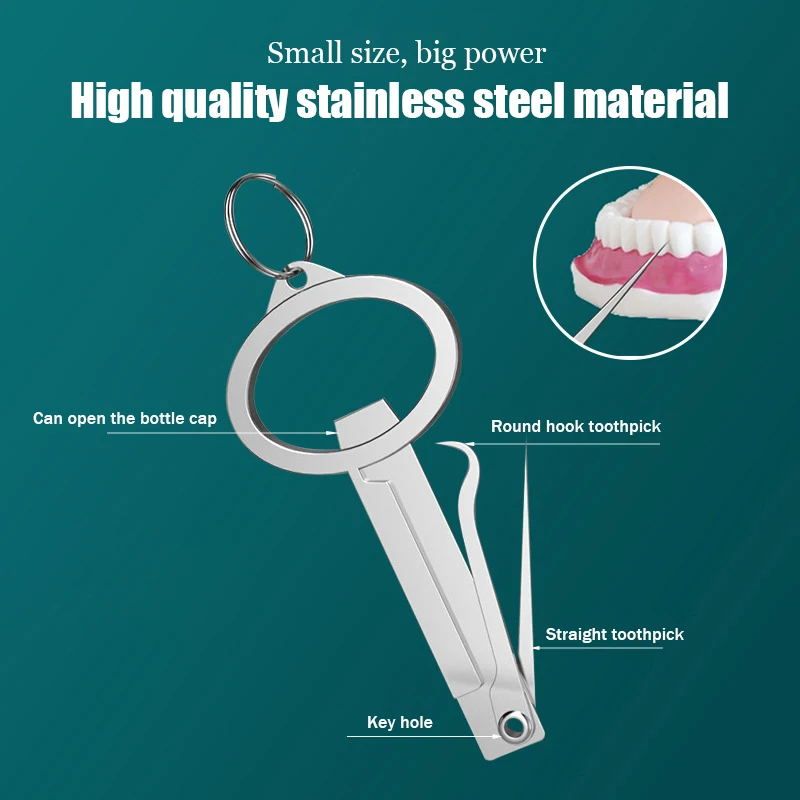 1PCS Portable Multifunctional Stainless Steel Toothpick Beer Opener Putdoor Portable Gadgets Mini Household Folding Gift Tool