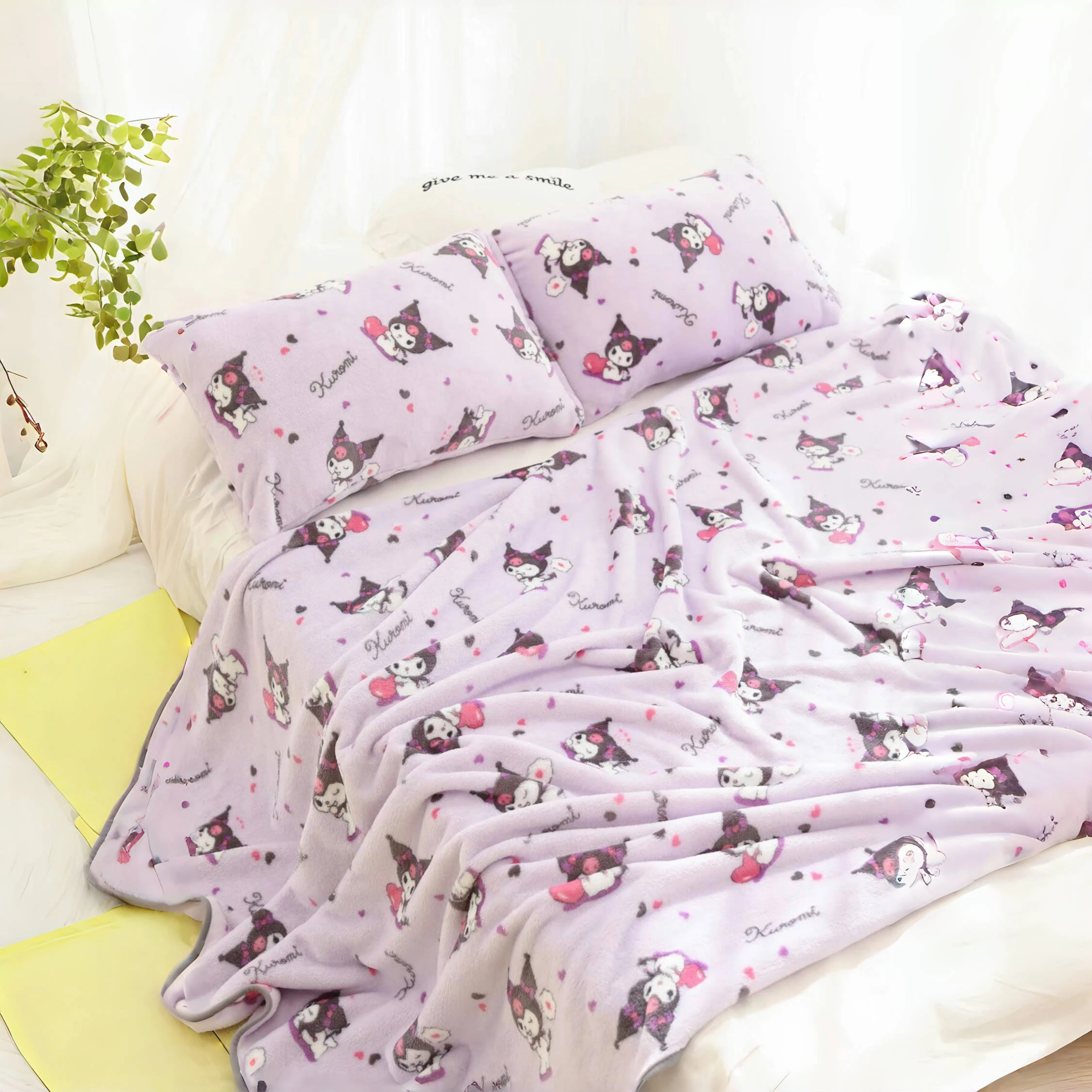 Sanrio Plush Kuromi Blanket Hello Kitty Flannel Blanket Warm Blanket Leg Blanket Office Bedroom School Nap Blanket Summer Quilt