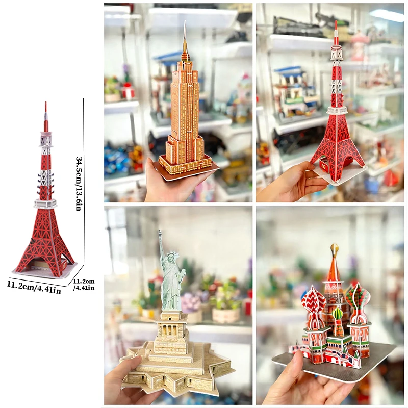 World Famous Architecture Building 3D Puzzle Paper Model Construction DIY Jigsaw Puzzles Toys for Kids Creative Birthday Gift