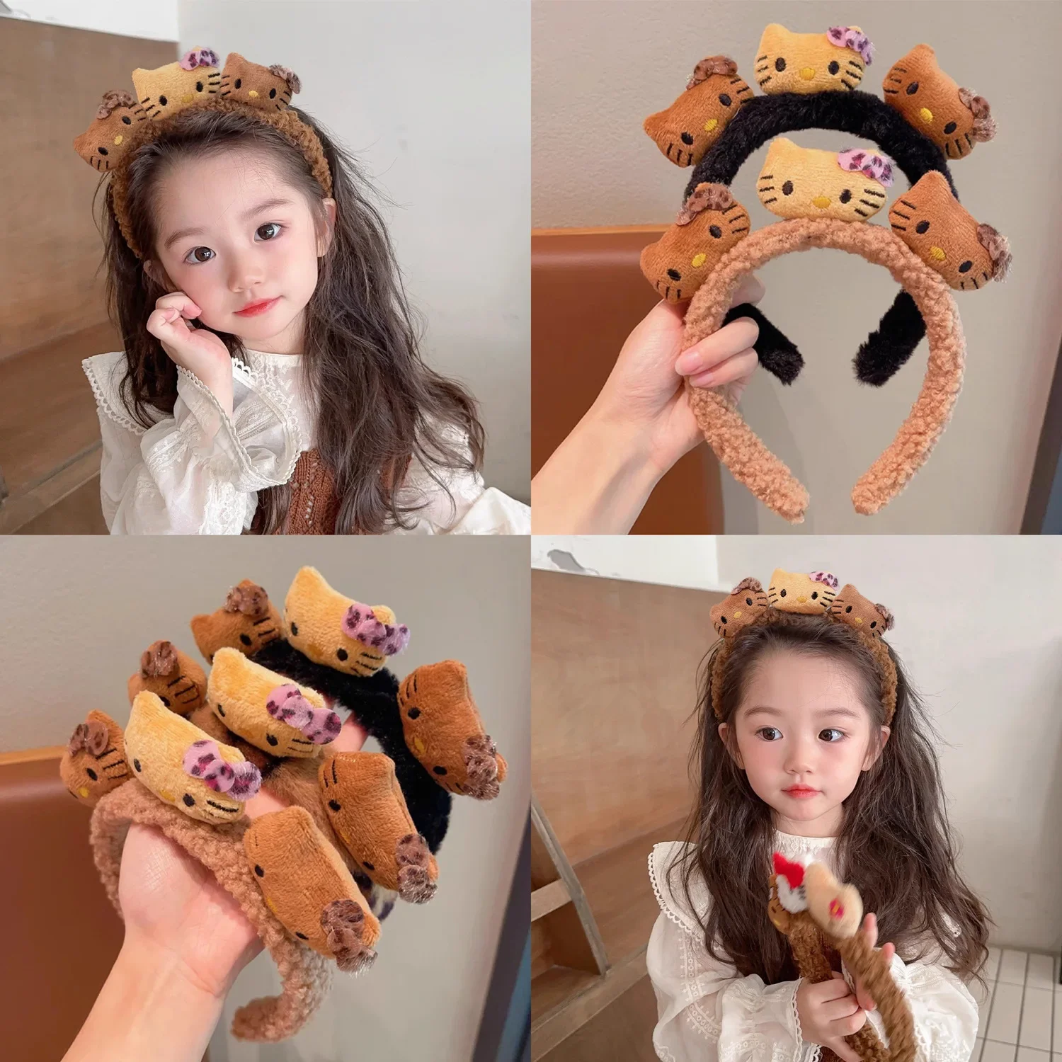 Autumn and Winter Plush Cartoon Headband High-end and Stylish Wash Face Headband Anti Slip Cute High Head Hair Accessory