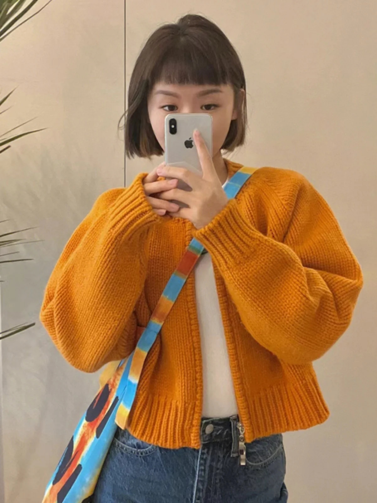 

Весна-Осень 2024, новинка Lazy Sle, свободный оранжевый вязаный свитер на молнии, женский кардиган Faion Sweet Sle, чистый цвет