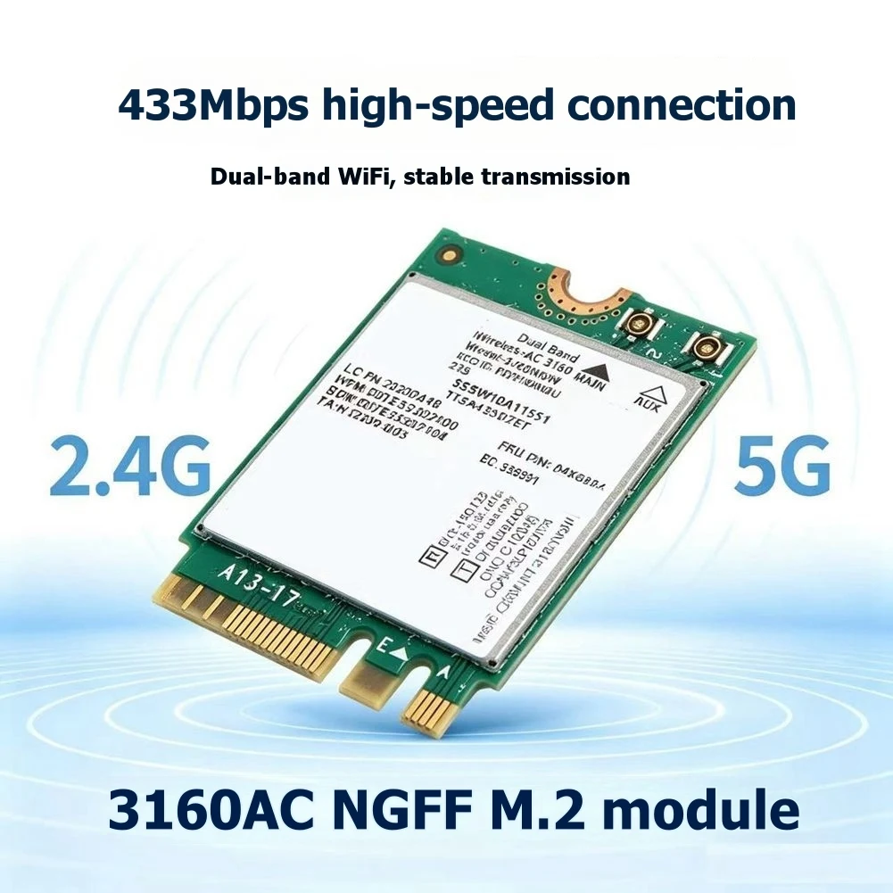 AY14 -Network Card For Lenovo Thinkpad 04X6034 04X6076 3160NGW AC Dual Band Wireless AC + Bluetooth NGFF Wifi Card 802.11AC