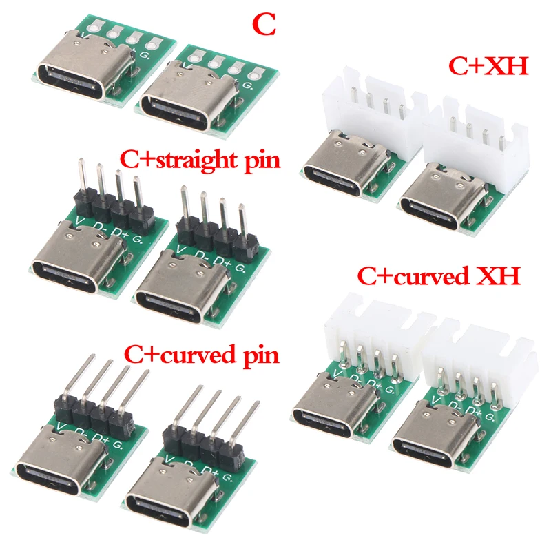 5PCS TYPE-C USB3.1 16 Pin Female To 2.54mm Type-C Connector 16P Adapter Test PCB Board Plate Socket For Data Wire Cable Transfer