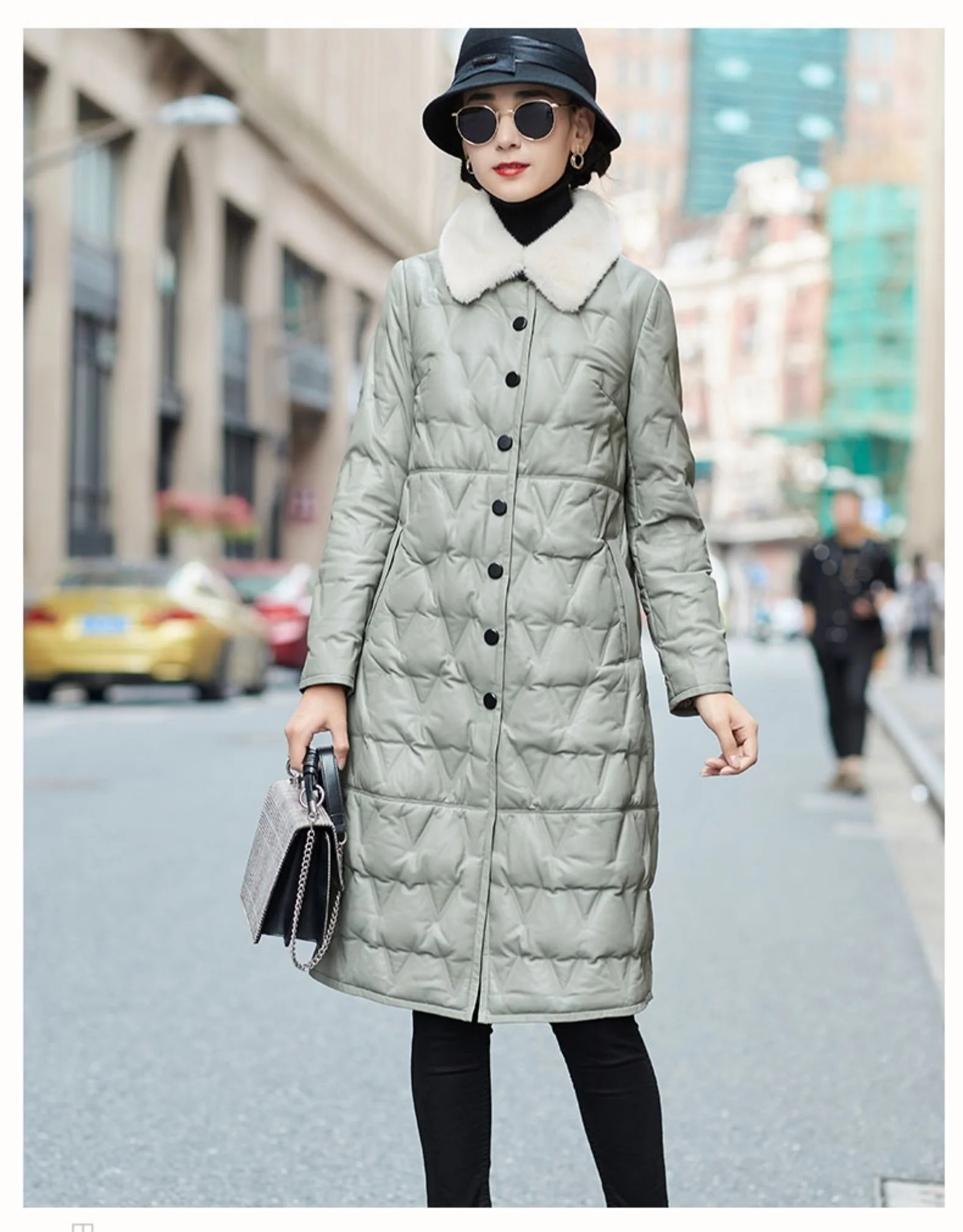 

2023 New Mink Fur Collar Coat Female Autumn 90% White Duck Down Women's Down Jacket Real Sheepskin Leather Jackets Wom