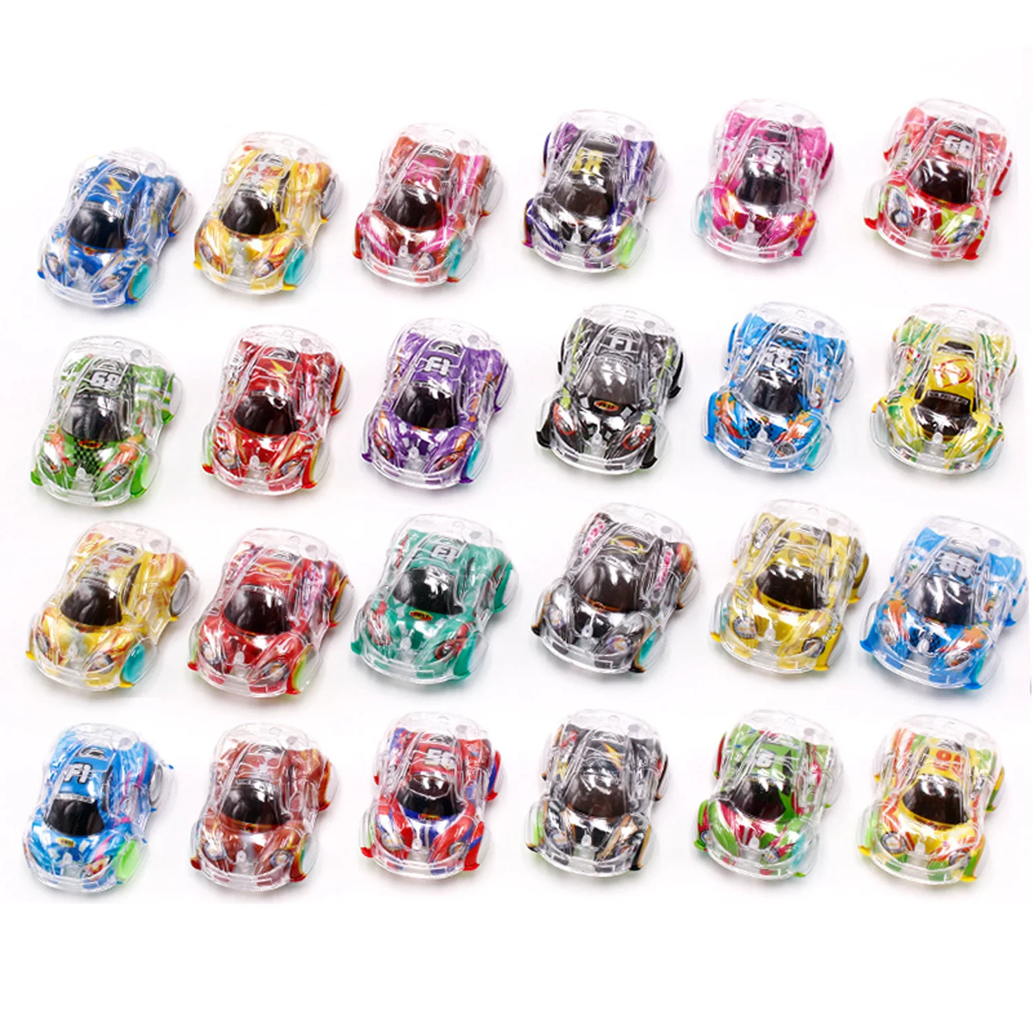 

Детский мини-автомобиль с мультяшным двухслойным цветным корпусом, гоночный автомобиль, случайный стиль