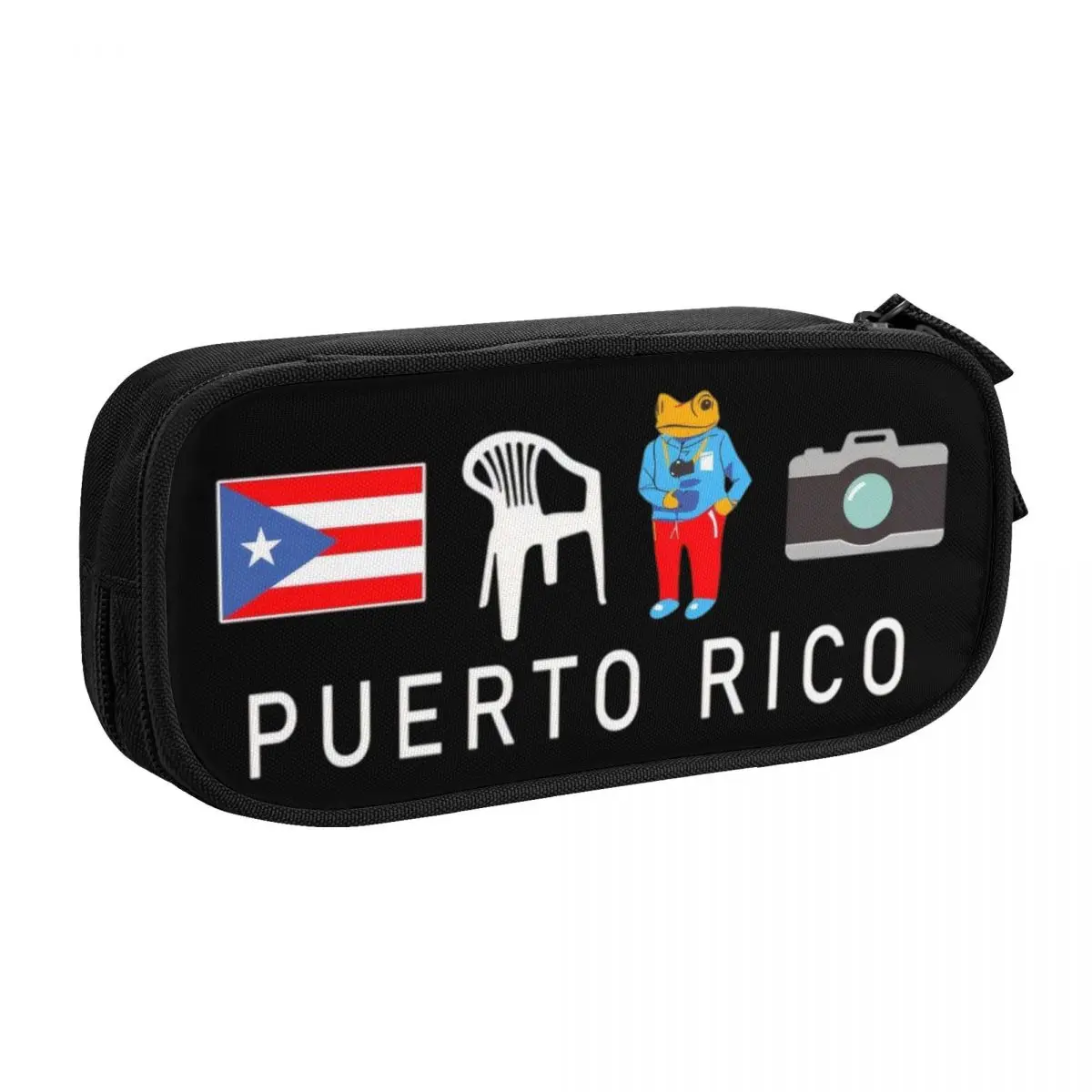 Custom Cute Puerto Rico Taino Coqui Boricua Flag Pencil Case for Girl Boy Big Capacity Pencil Box School Supplies