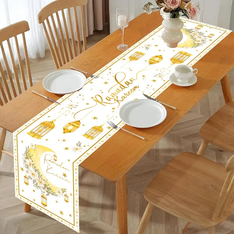 Ramadan Kareem Polyester Table Runner Ramadan Decoration For Home 2026 Islamic Muslim Party Supplies Gift EID Mubarak Al Adha