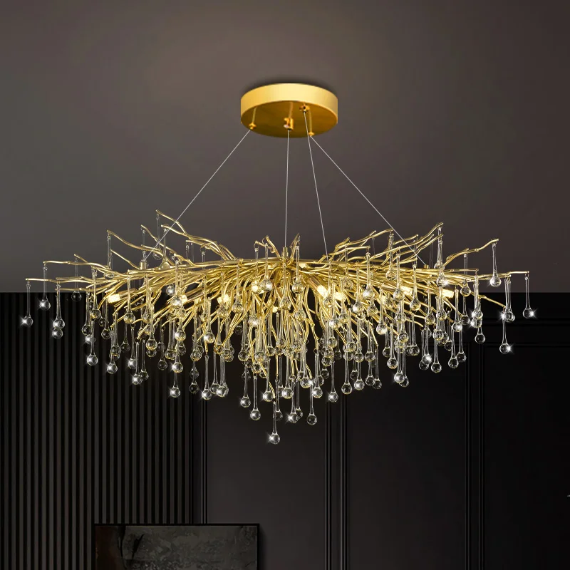 Hanging Chandelier for Living Room Dining Room LED Chandelier Hanging Ceiling Pendant Light Luxury Led K9 Crystal Pendant Light