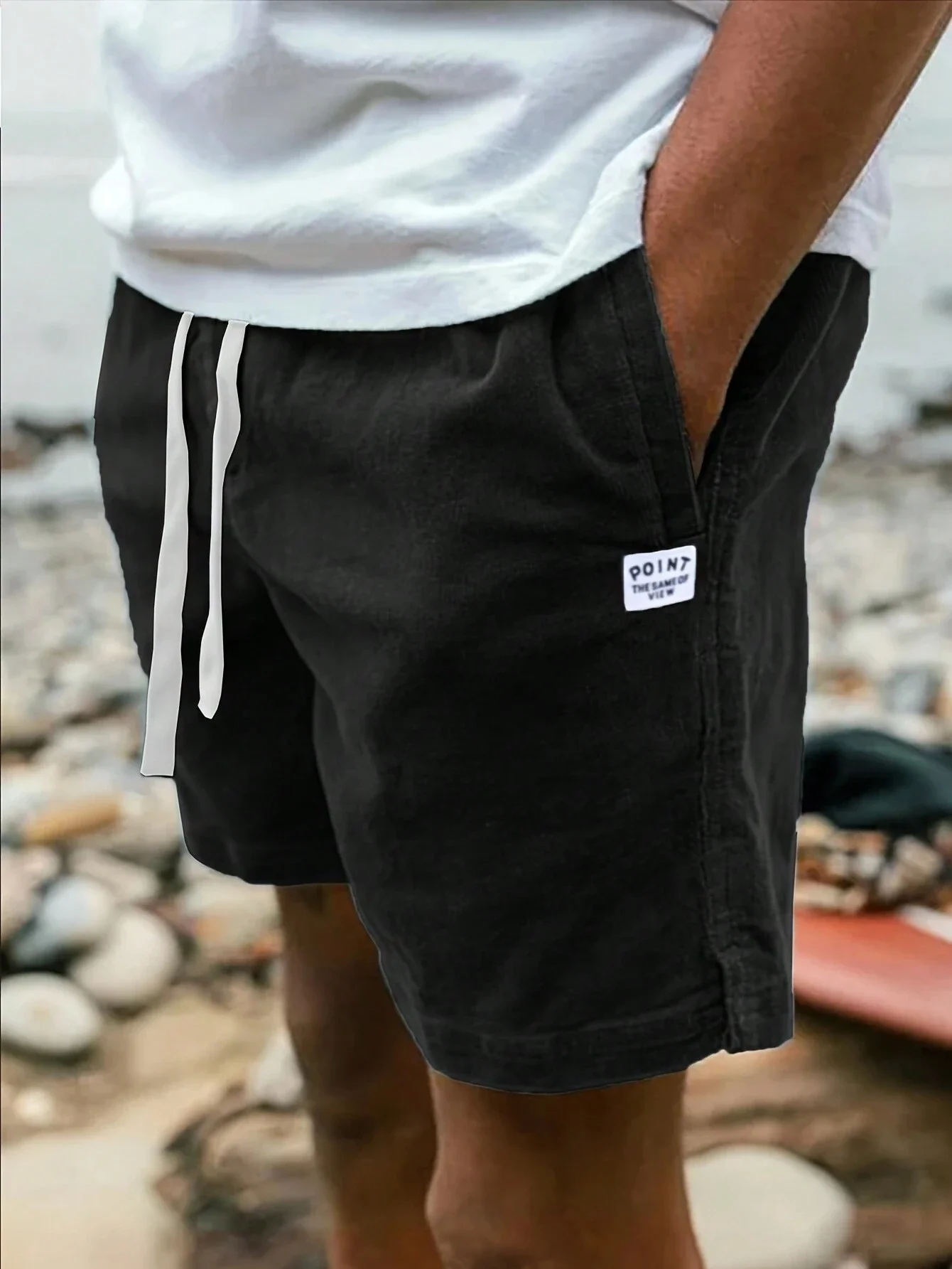 

Men's Casual Loose Solid Color Drawstring Beach Shorts For Summer Outdoor