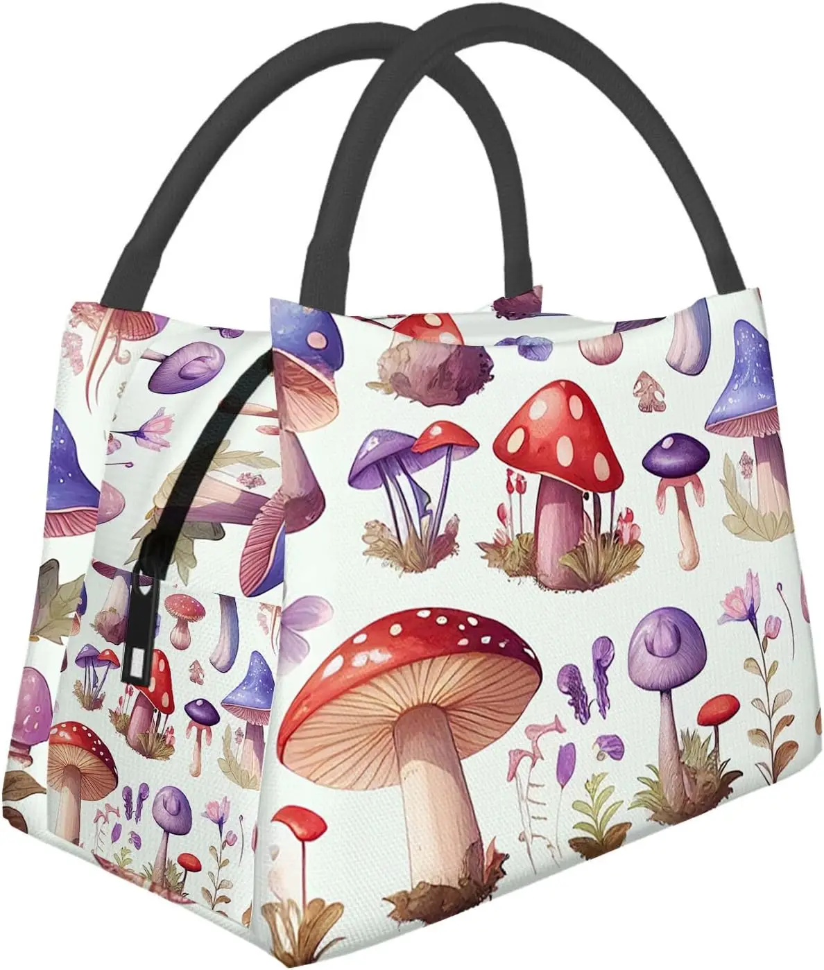 Diverse and Different Mushrooms pattern Lunch Box Reusable Insulated Totes Lunch Bag Thermal Cooler