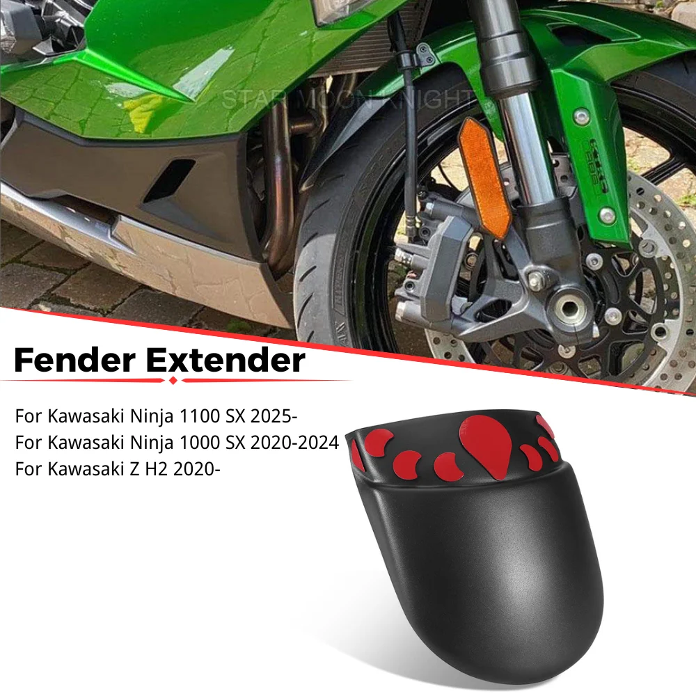 

Motorcycle Front Fender Cover Splash Guard For KAWASAKI Ninja 1100 SX (2025-) 1000 SX (2020-2024) Z H2 (2020-) Mudguard Extender
