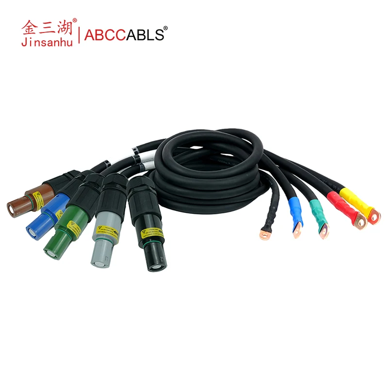 ABCCABLS Custom 5 Color Powerlock to Copper Lug Power Cable, 400A 95mm² Stage Distribution Cord