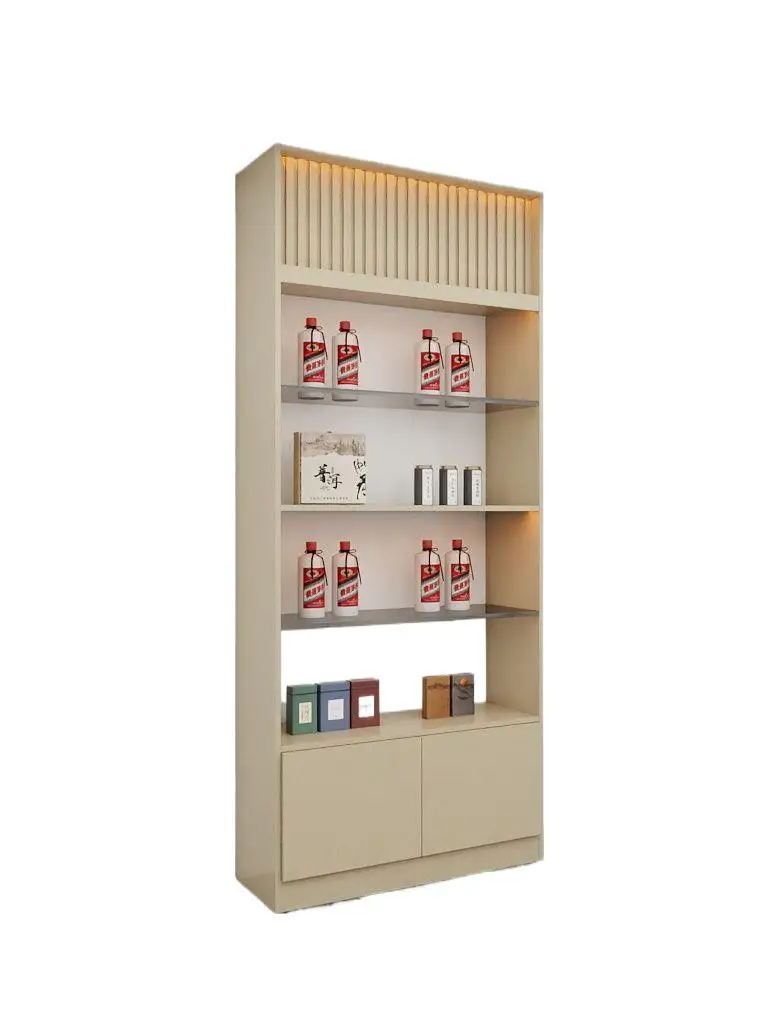 Glass Cigarette Cabinet Display Cabinet Supermarket Convenience Store Cigarette and Alcohol Display Cabinet Wooden checkout
