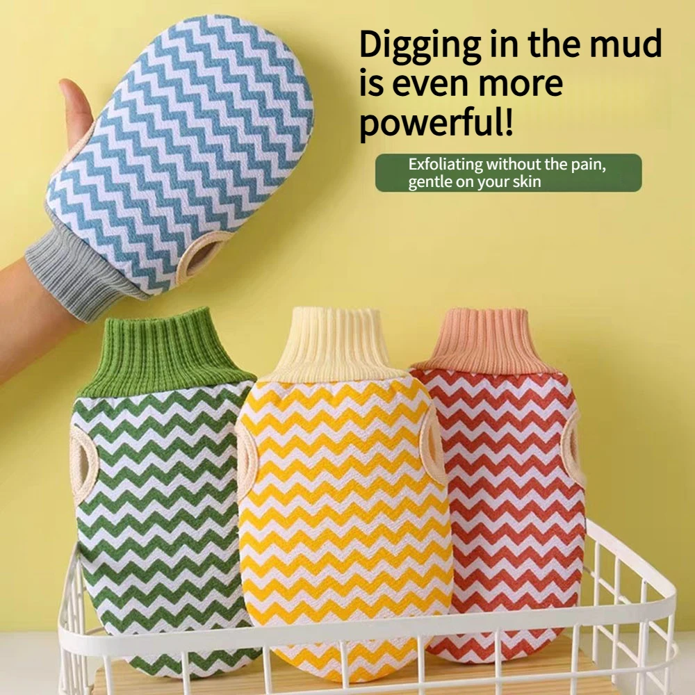 DoubleSided Exfoliating Bath Glove Thumb Hole Design Thick Body Scrub Glove Skin Dead Skin Remover for Shower Bath Home Spa Use