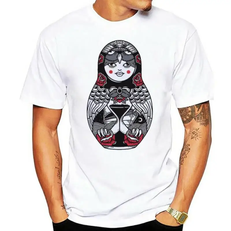 Owl Matryoshka T-shirt Graphic Tee Gift For Her Organic Cotton men t shirt