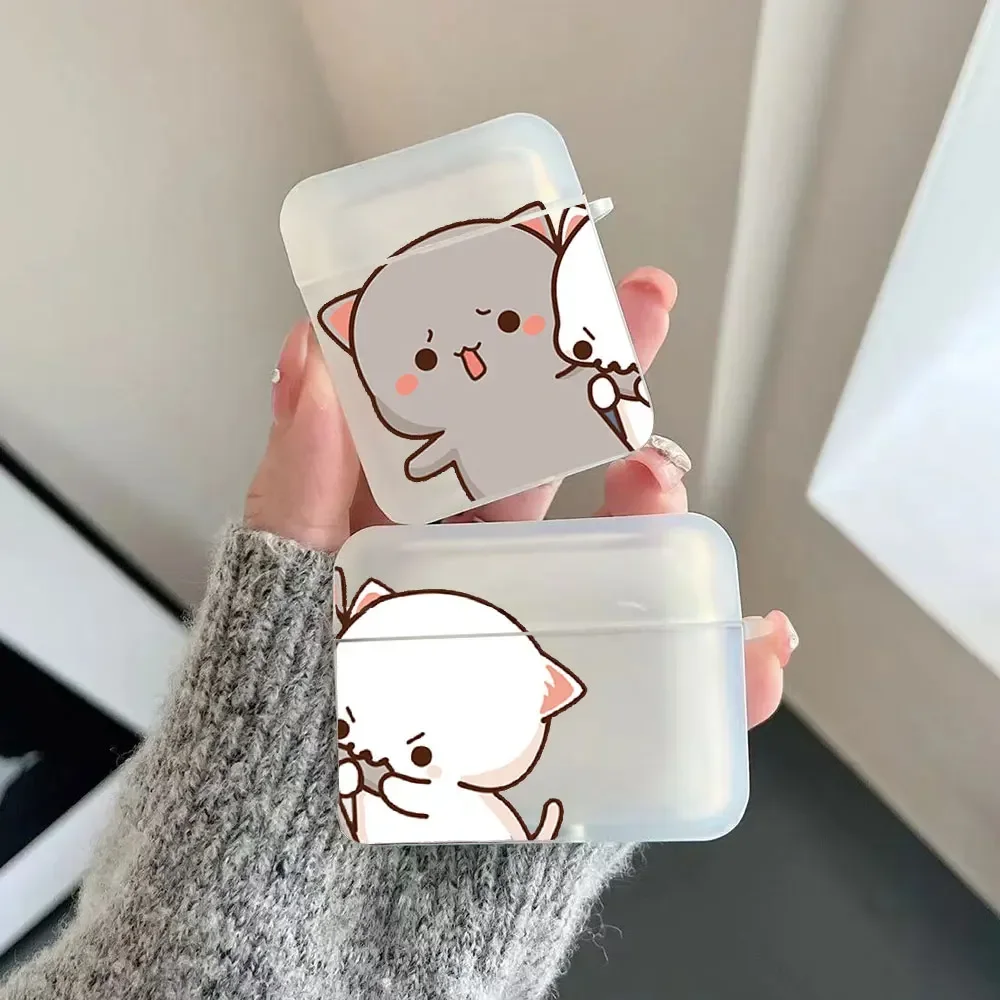 Kawaii Bunny Bear Couple Case for Airpods Pro 4 3 2 1 4th 3rd 2nd Cartoon Animal Clear Paired Cover Earphone Capa Accessories