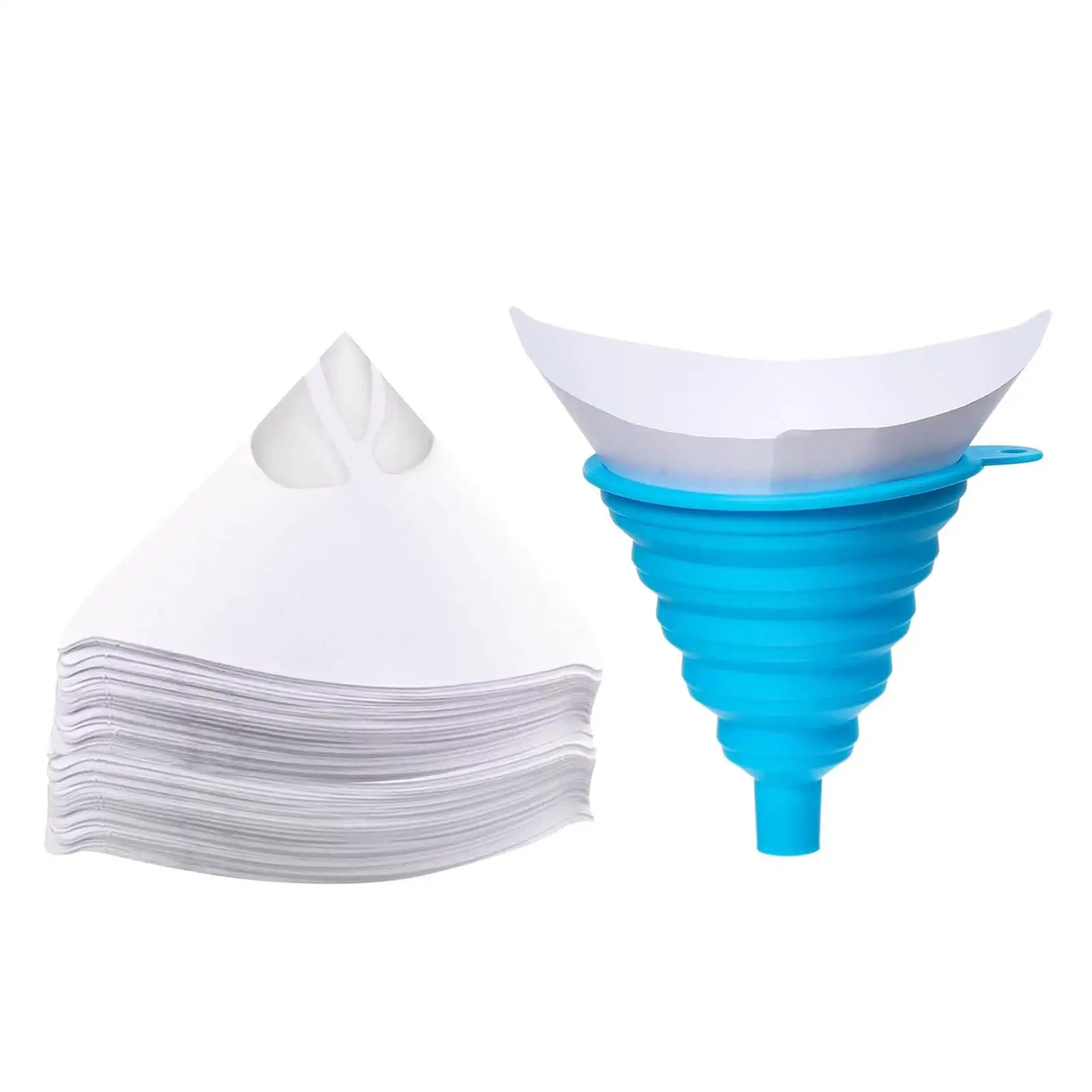 200 Pieces Cone Paint Filter and 1x Silicone Funnel for Home