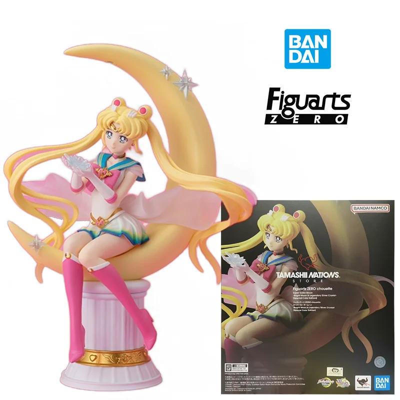 Bandai Figuarts Zero Chouette Super Sailor Moon Bright Moon & Legendary Silver Crystal 20CM Original Action Figure Model Toy