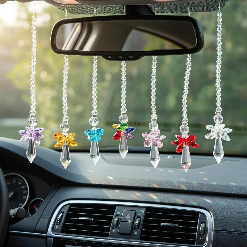 Rainbow Guardian Angel Crystal Light Catcher Unique Sun Catcher 1Pc for Car Rearview Mirror Home Porch Balcony Window Decor
