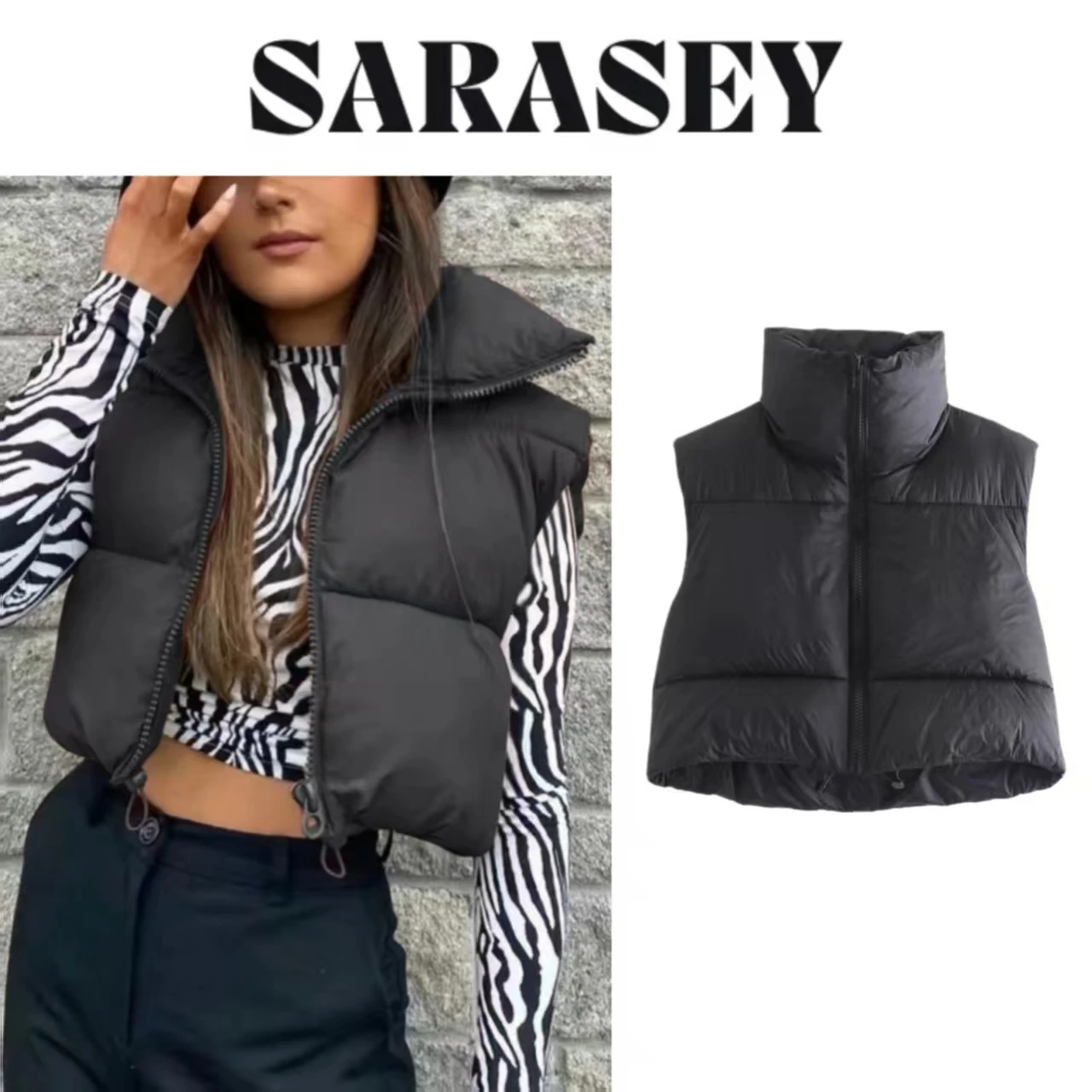 

2025 женский осенне-зимний короткий пуховый жилет с воротником-стойкой, теплые повседневные элегантные пальто без рукавов, стеганые куртки, одежда