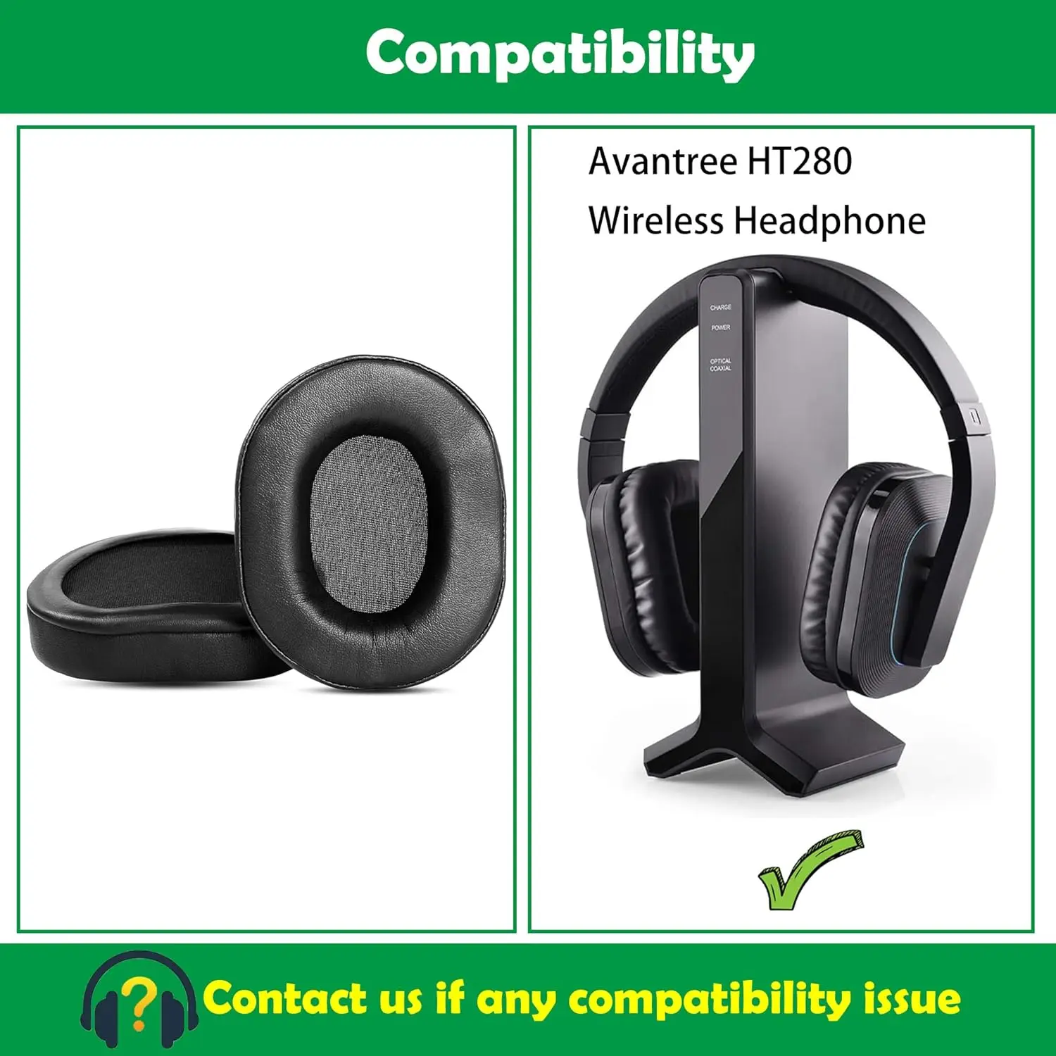 HT280 Premium Replacement Earpads Cushions Compatible with Avantree HT280 Wireless Headphones Ear Pads with Softer Protein