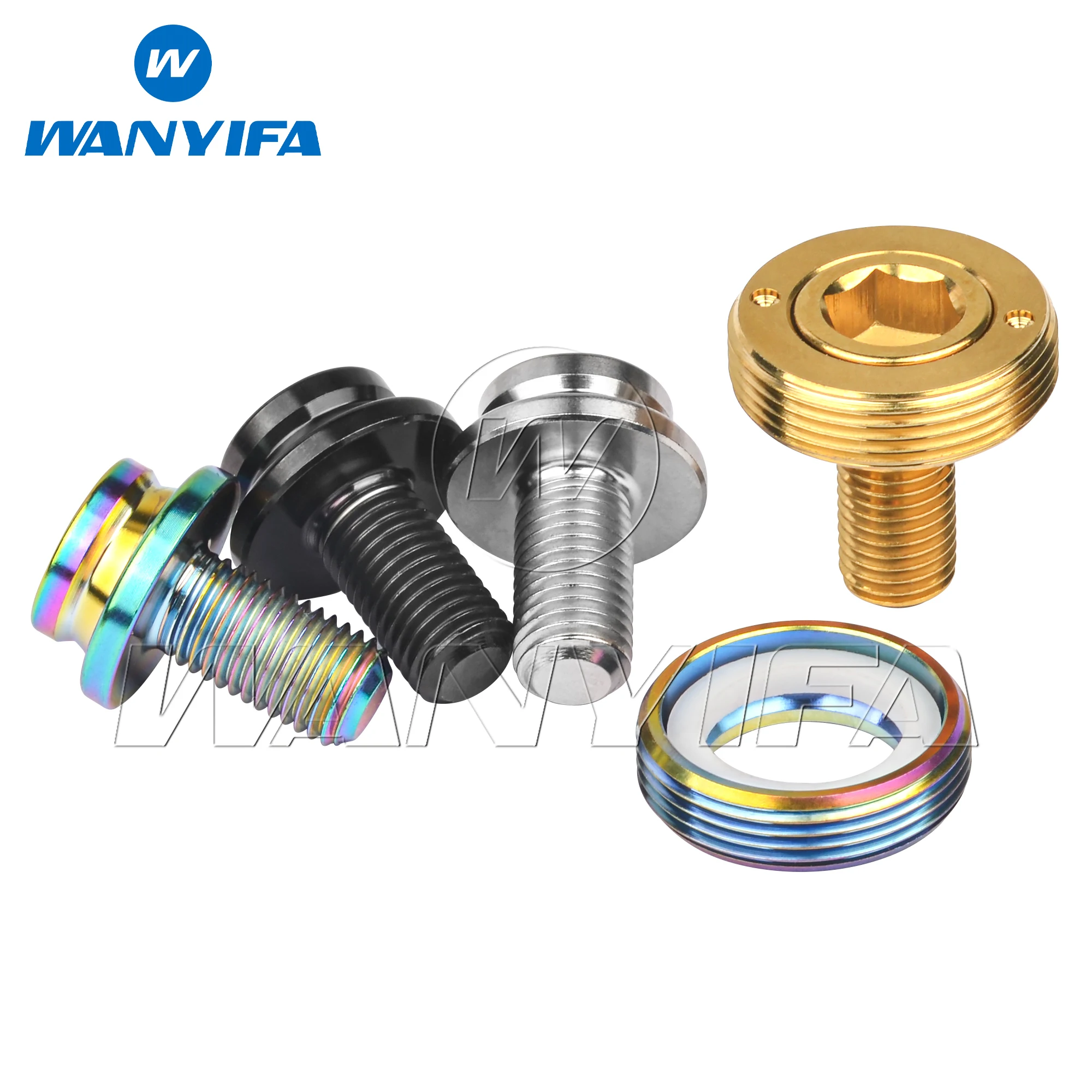 Wanyifa Titanium Bolt M8x15mm Crank Screw With Dust Cover Fixing Crank Set for MTB Road Bike Ti Parts