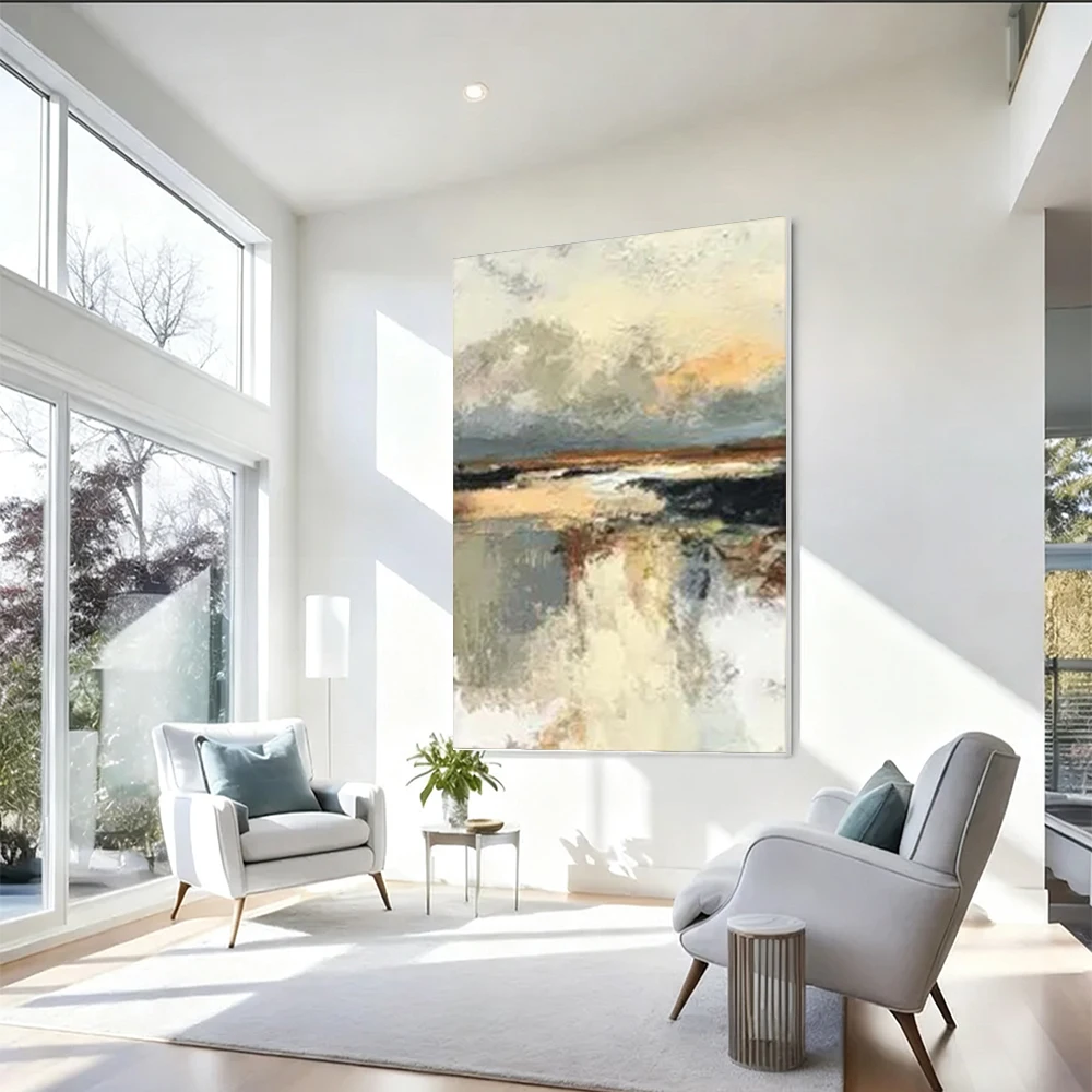 Latest Knife Poster Landscape Oil Paintings On Wall Birch Tree Art Picture Modern Canvas Artwork For Living Room Decor Gift