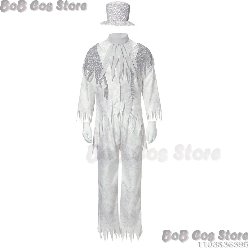 Corpse Ghost Bride and Groom Costume Cosplay Scary Zombie Masquerade Halloween Fancy Couple Wedding Suit Carnival Party Dress Up