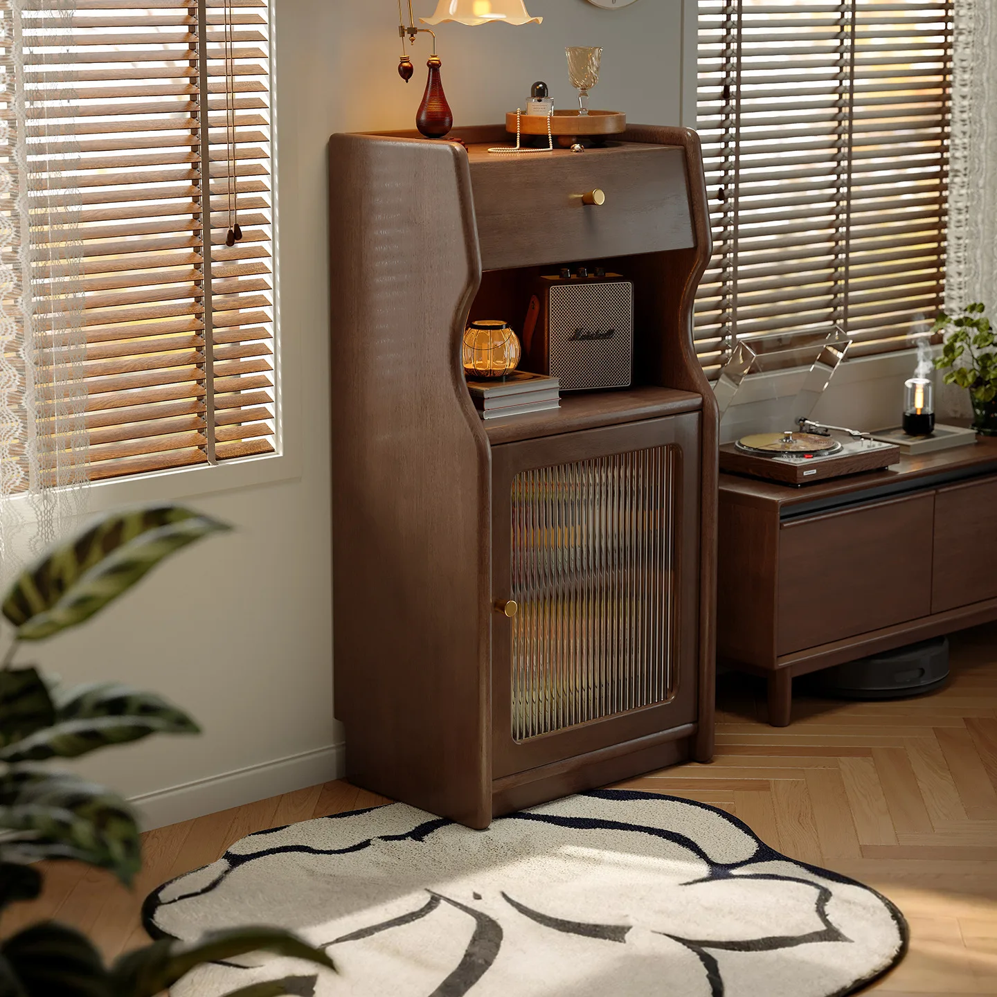 Solid wood dining side cabinet integrated wall locker living room coffee cabinet side cabinet small apartment