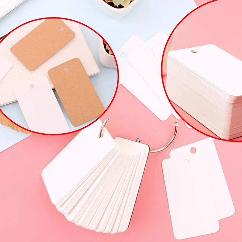 100 Sheets Kraft Paper Blank Flashcards with Binder Rings Spiral Notepads Kids Mini Notebooks Study Cards book kawaii Stationery