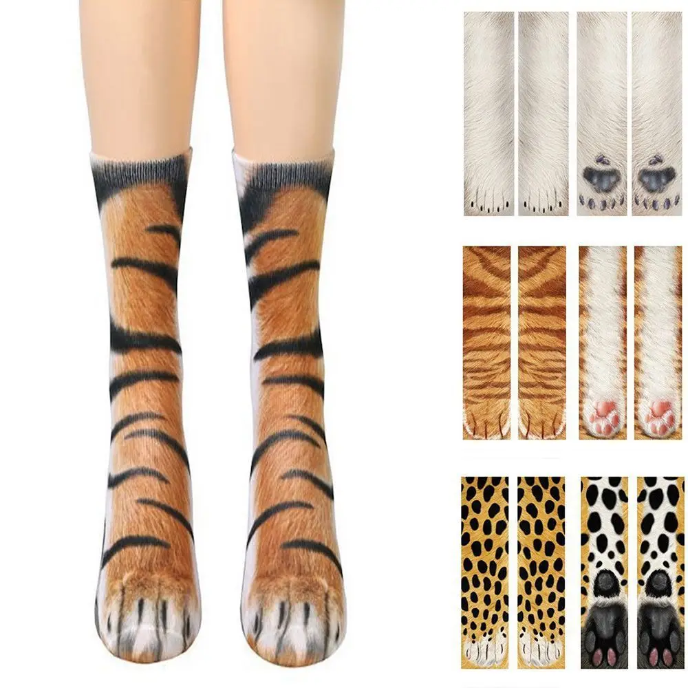 3D Print Animals Sock Cat Tiger Dog Leopard Funny Socks For Women Men High Ankle Socks Cosplay Halloween Costumes Accessories