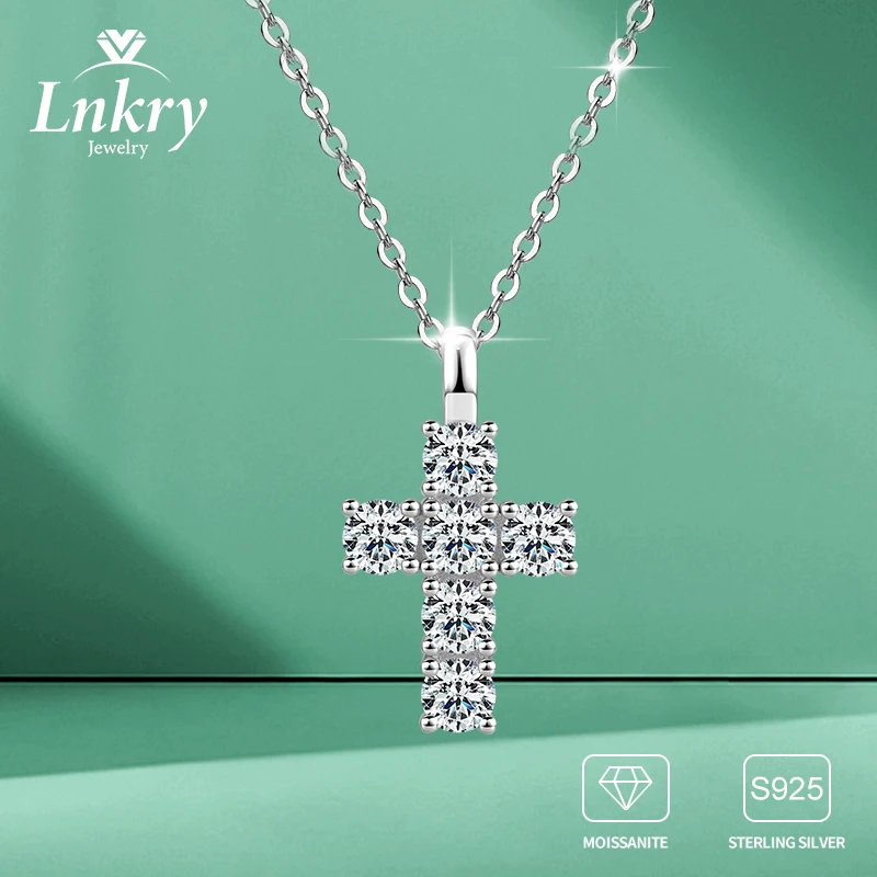 

Lnkry 3,5 мм муассанит кулон ожерелье для женщин сертифицированный оригинальный 925 серебряный крест кулон ожерелье 2025 трендовые украшения на шею