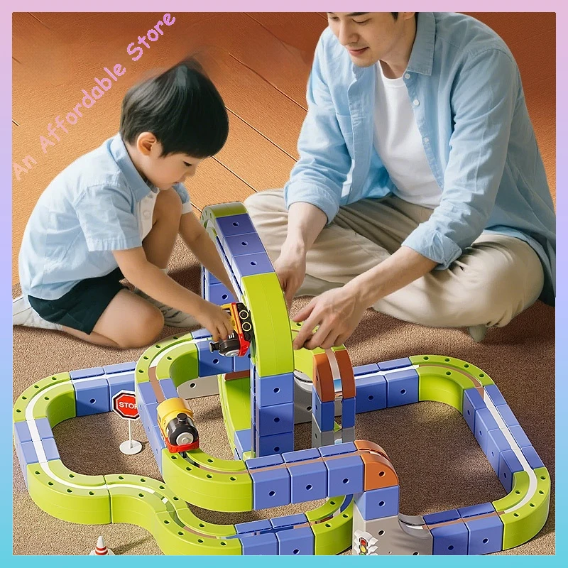 Set di mini treni elettrici con blocchi magnetici per bambini, per ragazzi e ragazze, giocattoli per bambini, regalo di compleanno