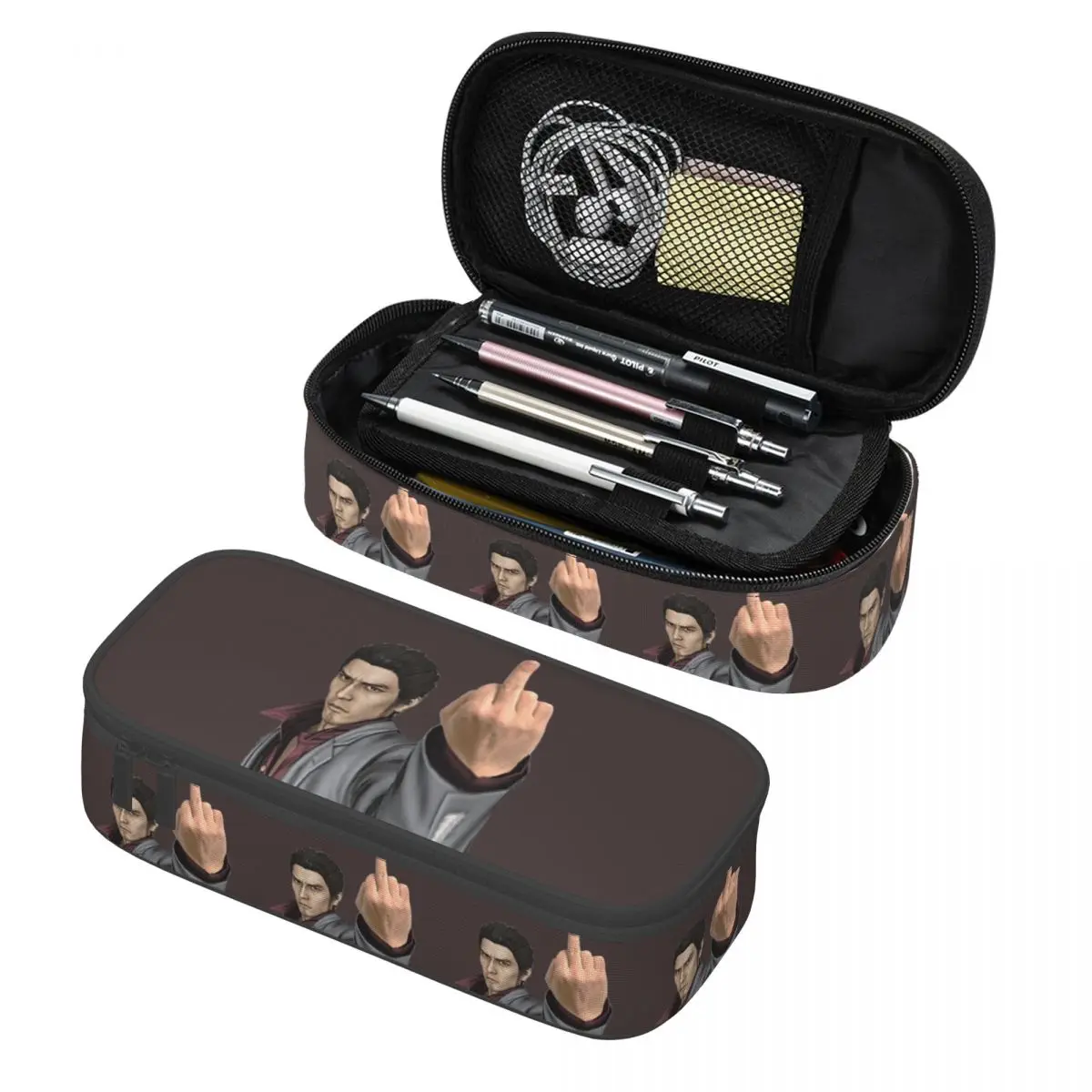 Kazuma Kiryu Middle Finger Pencil Case Pen Holder Storage Stationery Supplies Large Capacity Pen Box Pencil Bag for Students