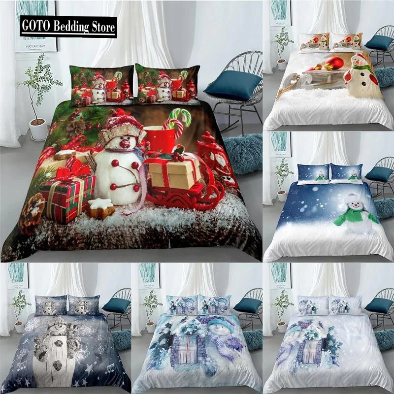 

3D All Size Christmas Duvet Cover Santa Bedding Set Double Queen King Size Quilt Cover Soft Bedspreads with Pillowcase Xmas Set