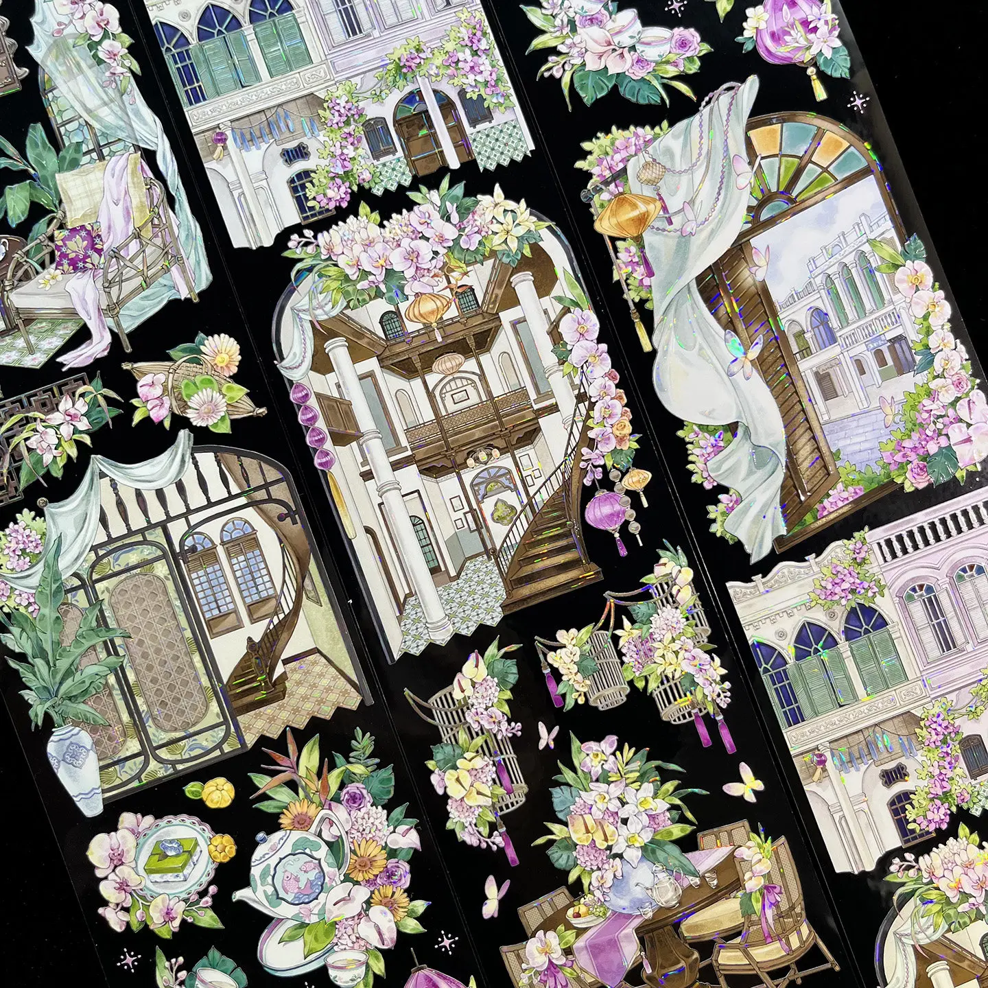 Nanyang Dream PET Tape Sample, Republican Era Building Ancient Style DIY Stickers for Journaling Scrapbooking Shaker Card Making