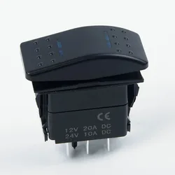 1X Rocker Switch 7Pin DPDT ON-OFF-ON 2 LED Rocker Switch Car Truck Marine Universal 12/24V Interior Car Controls Accessories