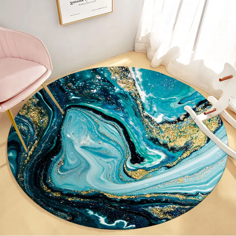 Bedroom Rug Home Decor Round  Bathroom Mat Abstract Marbling   Living Room   Floor