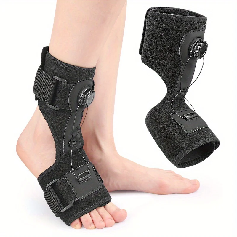 Ankle Brace Support with Adjustable Lace-Up Closure, Hand Washable Foot Drop Orthotic Splint, Non-Slip Secure Steel Wire Rope fo