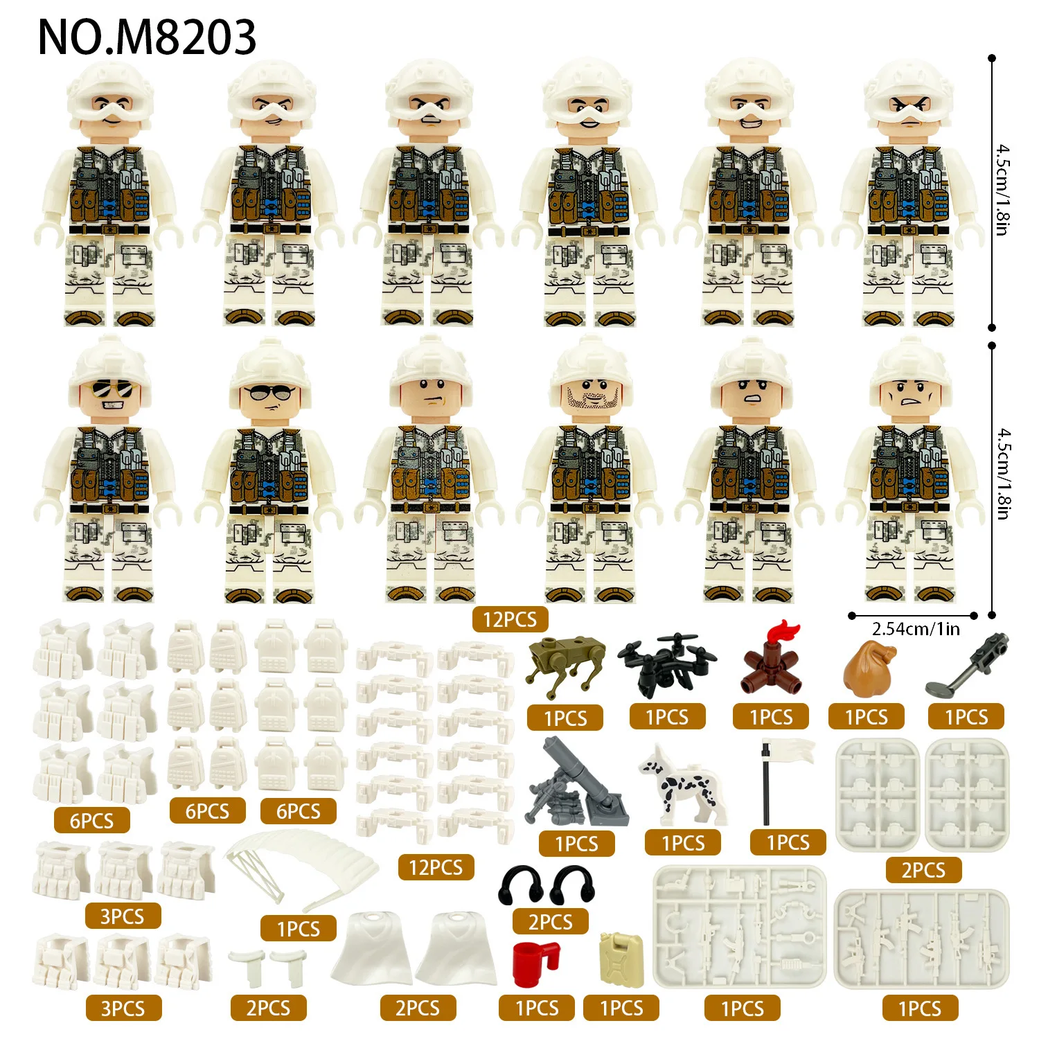 12pcs Building blocks, figures, special police anti-terrorism cheetah commandos, humanoid dolls, children's toys, birthday gift image 3