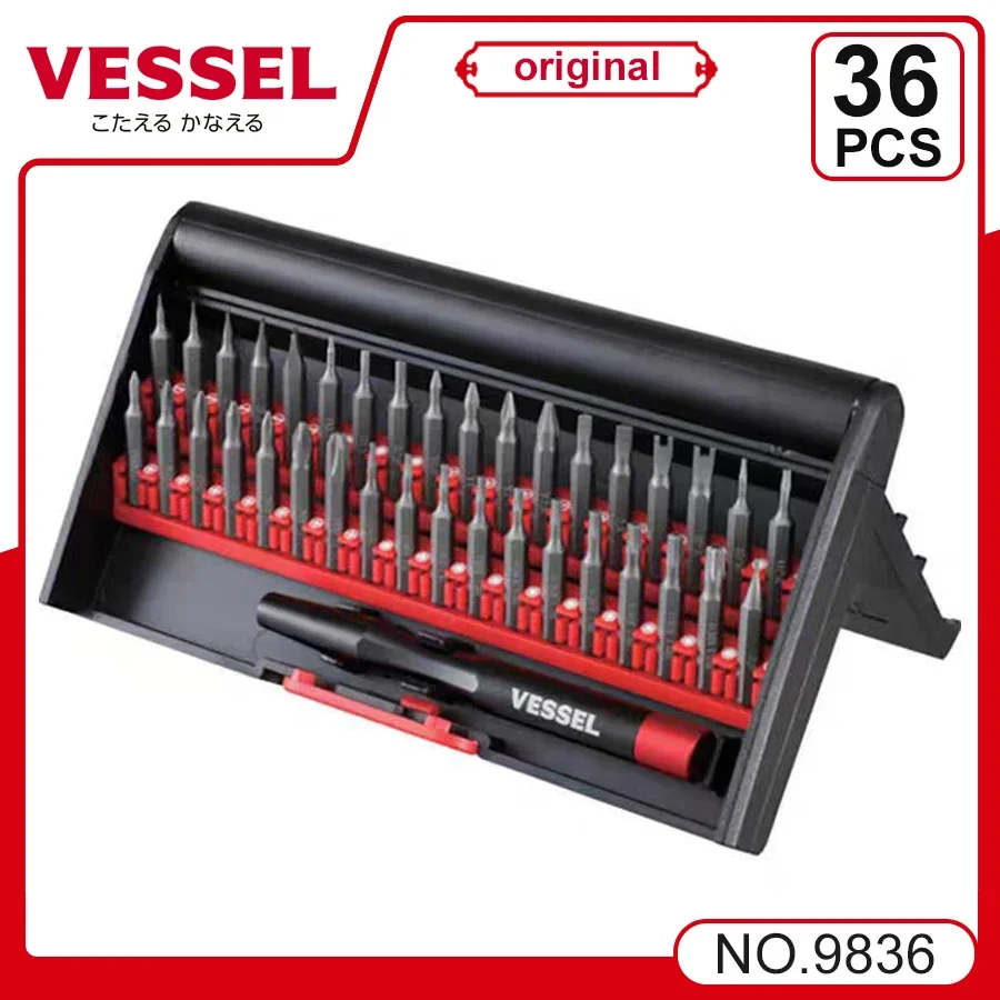 VESSEL Franchise Screwdriver Series NO.9836，Precision Replacement Screwdriver Bit Set of 36 Clocks, Glasses, Camera, Smartphone