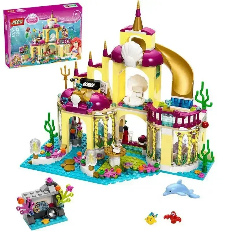 HOT Compatible 41063 Princess S Undersea Palace Castle Mermaid Undersea Palace Elsa Friends Building Blocks Bricks Toys Girl