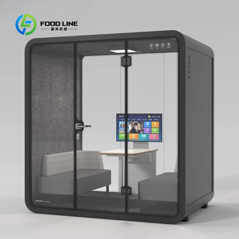 Customized Stand Alone Office Meeting Pod Moveable Soundproof Phone Booth 2 Way Glass Modern Space With Fan Hot Sale