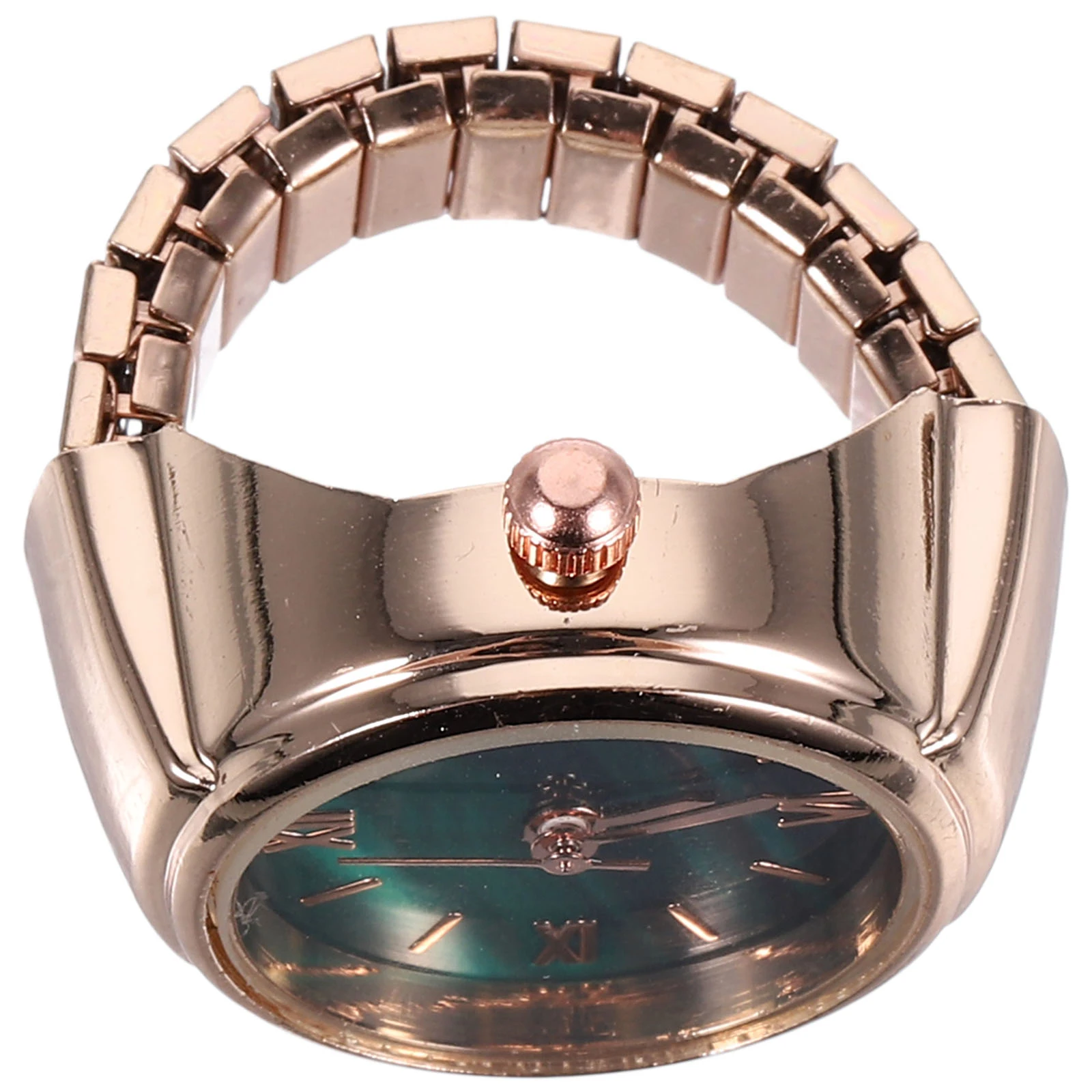 

Mini Green Watch Zinc Alloy Finger Jewelry Lightweight Men Ring Watch Roman Numeral Timepiece Accessory Set Miniature Wristwear