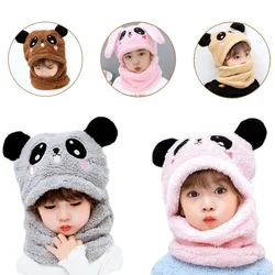 Chapeau Écharpe de Dessin Animé pour Enfant et Adulte, Bonnet Épais, Double Sourire, Accessoire Chaud, Parent-Enfant, Fille et Garçon