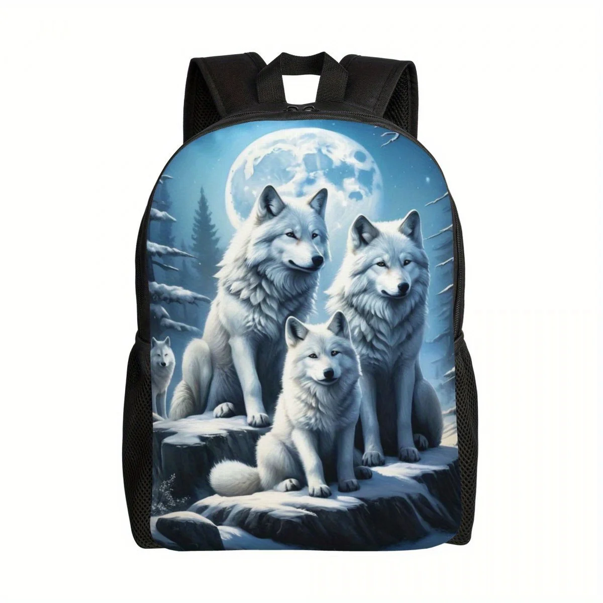 

Повседневный рюкзак White Wolf Family Moon Print, дорожный рюкзак большой вместимости для мужчин и женщин, легкий