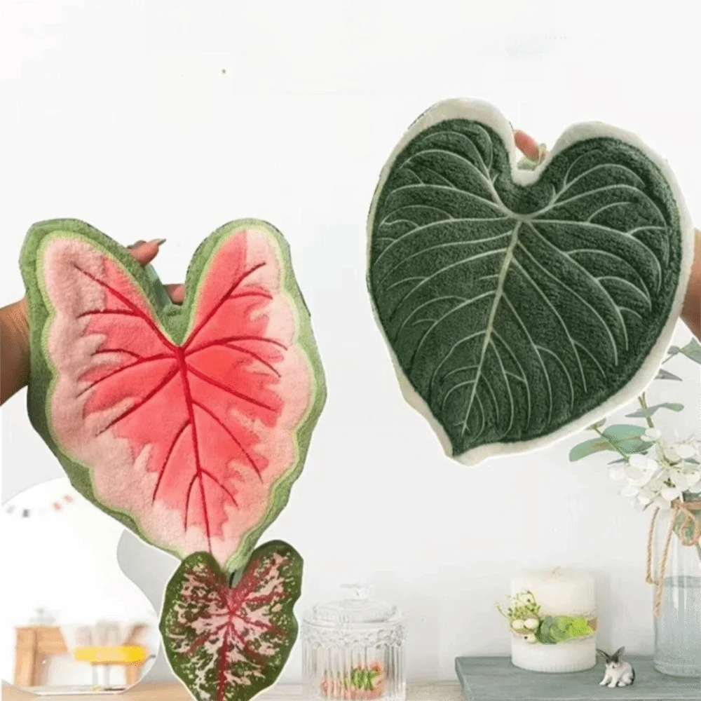 New Cartoon Leaf Hand Towel Absorb Water Thickened Kitchen Handkerchief Hanging Coral Velvet Cleaning Cloth Kitchen