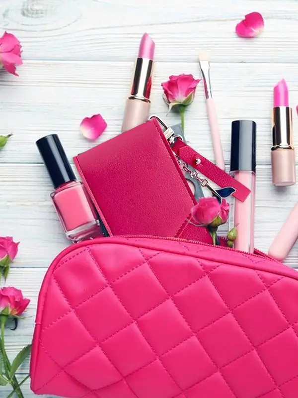 Mini bolsa de maquillaje con cierre automático, sin cremallera, impermeable, bolsillo de viaje, bolsa de cosméticos para almacenar lápiz labial