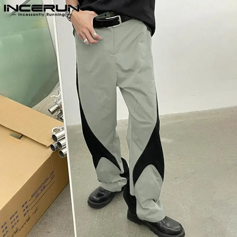 INCERUN 2024 Korean Style Trousers Men's Deconstructive Splicing Design Long Pants Casual Streetwear Male Solid Pantalons S-5XL