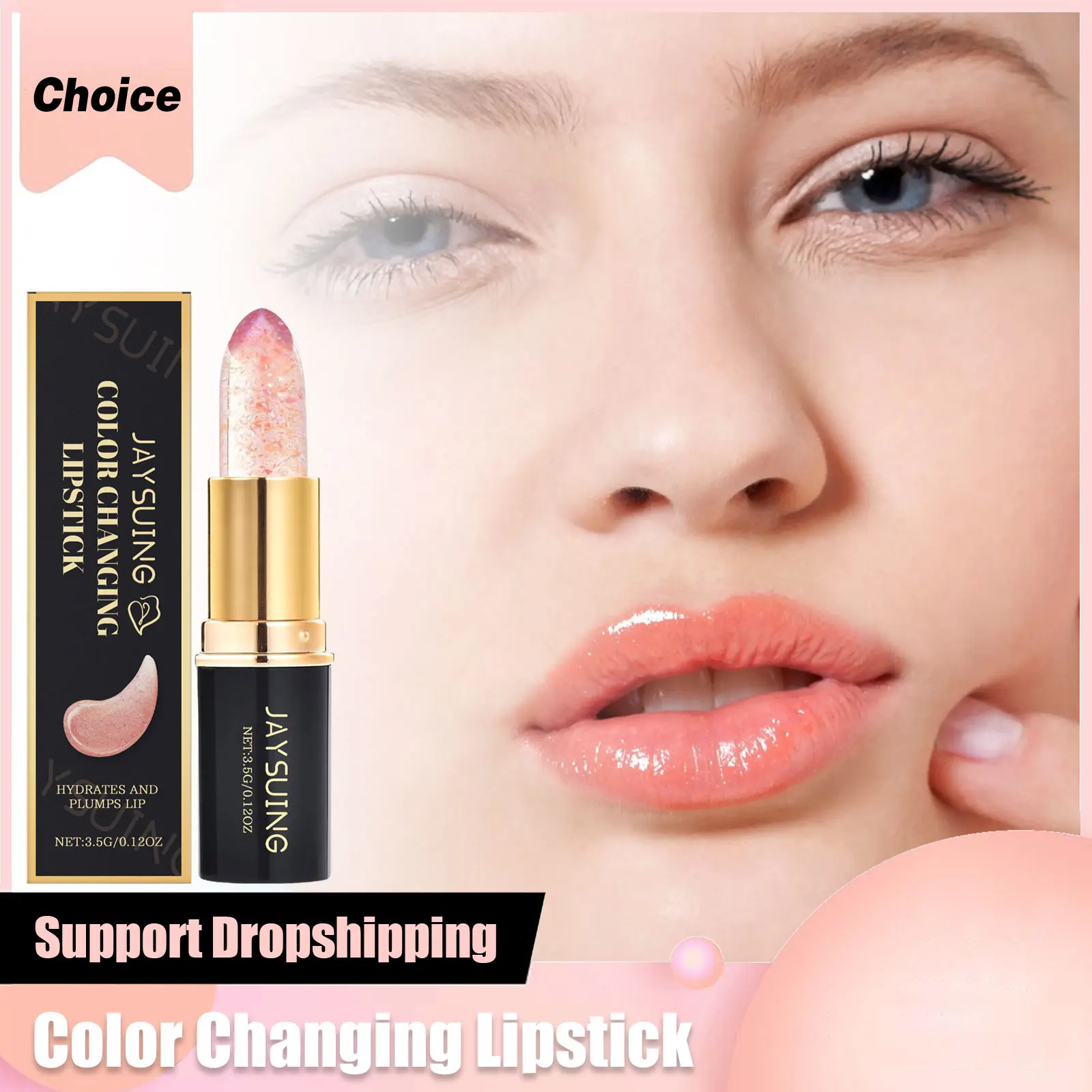 

Color Changing Lipstick Hyaluronic Acid Crystal Clear Lips Balm Lasting Hydrating Plump Makeup Glossy Shine Lip Gloss for Women